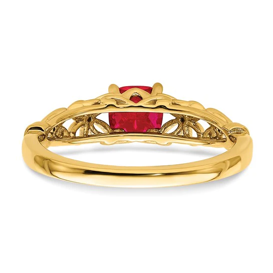 Anillo de Rubí y Diamante Pulido en Oro Amarillo de 14k - Image 6