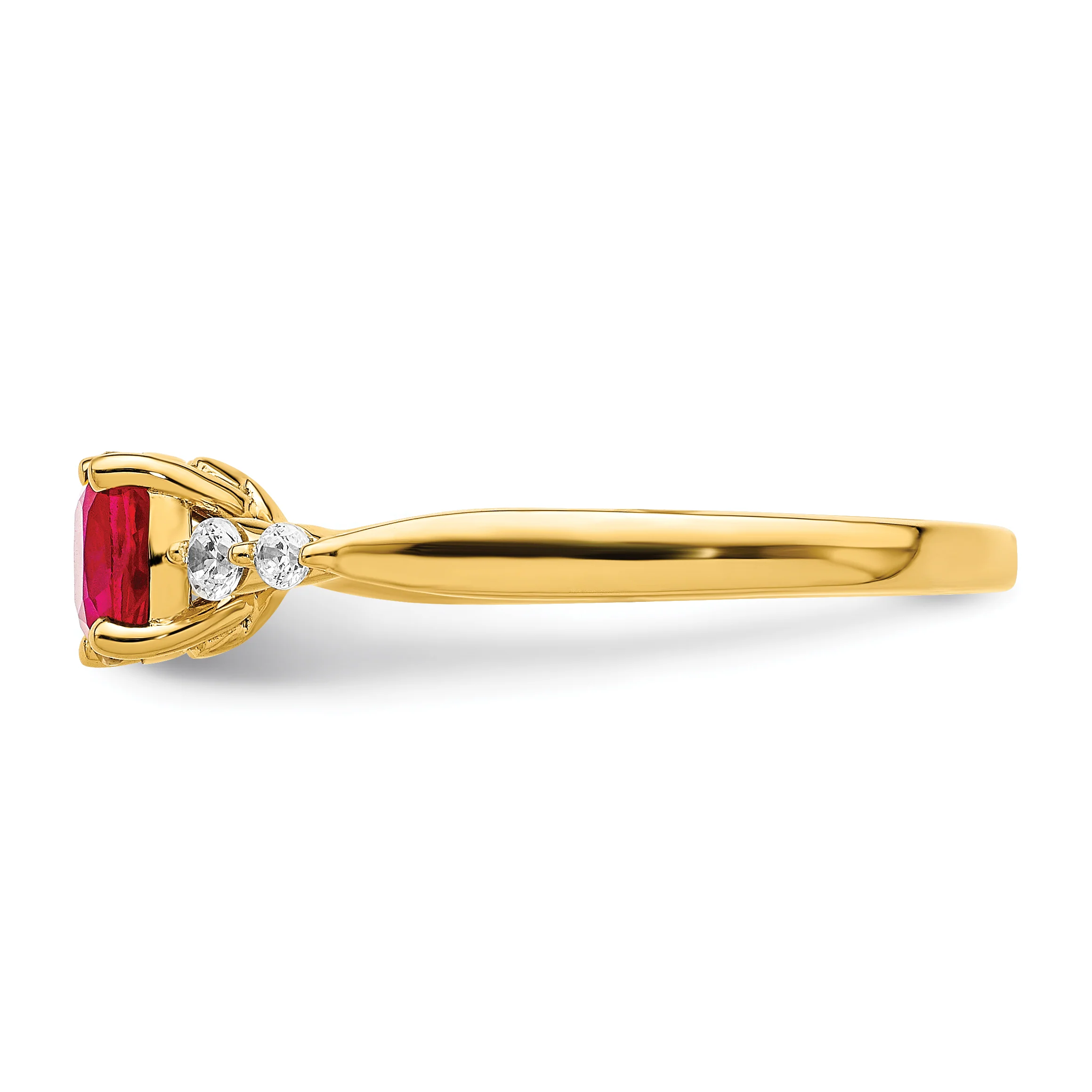 Anillo de Rubí y Diamante Pulido en Oro Amarillo de 14k - Image 2