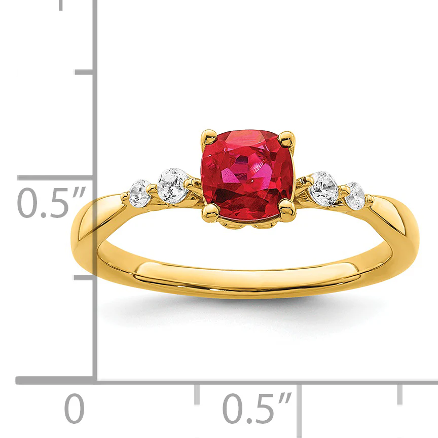 Anillo de Rubí y Diamante Pulido en Oro Amarillo de 14k - Image 3