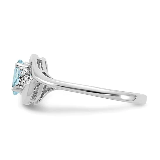 Anillo de Aguamarina y Diamantes en Oro de 14k - Image 4