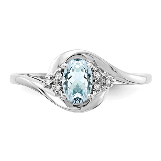 Anillo de Aguamarina y Diamantes en Oro de 14k - Image 5