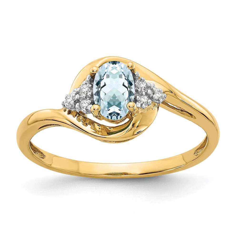 Anillo de Aguamarina y Diamantes en Oro de 14k - Image 7