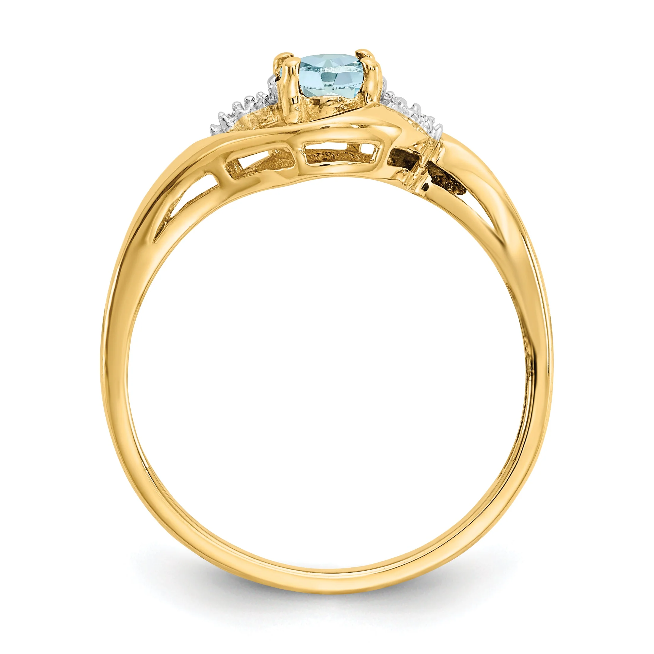 Anillo de Aguamarina y Diamantes en Oro de 14k - Image 8