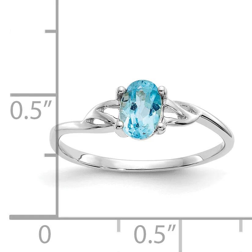 Anillo de Topacio Azul Suizo con Piedra de Nacimiento de 14k - Image 2