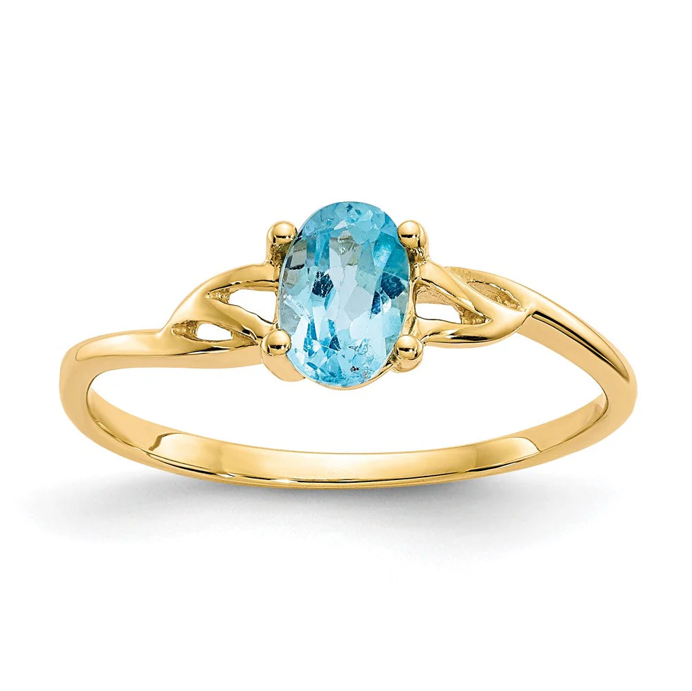 Anillo de Topacio Azul Suizo con Piedra de Nacimiento de 14k - Image 4