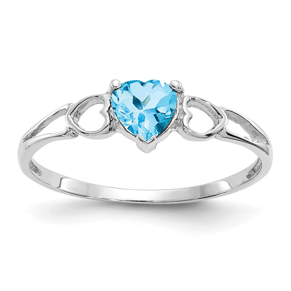Anillo de Topacio Azul Suizo con Piedra de Nacimiento en Oro de 14k