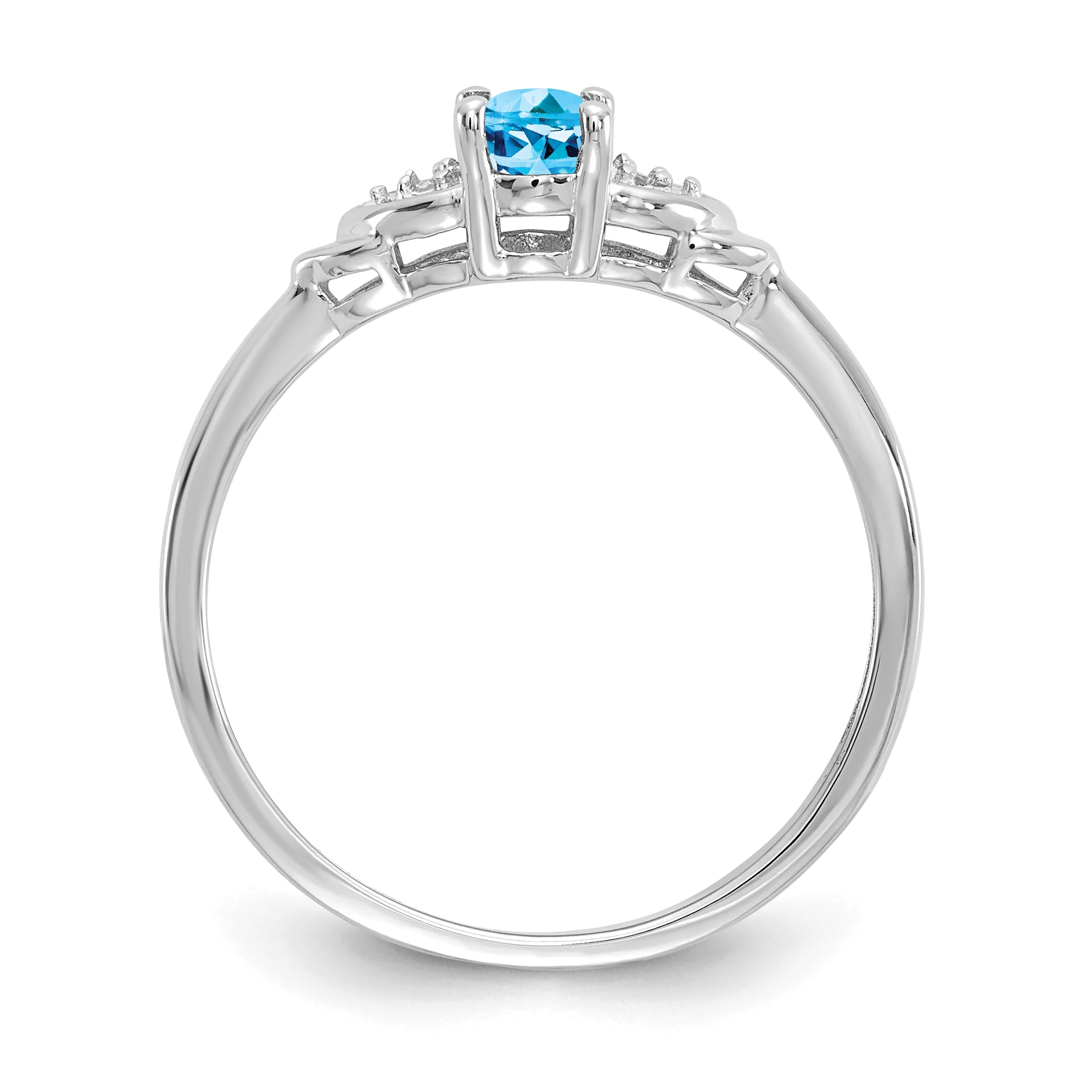 Anillo de Topacio Azul y Diamante en Oro de 14k - Image 2