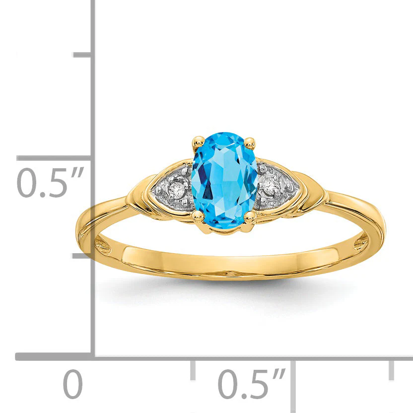 Anillo de Topacio Azul y Diamante en Oro de 14k - Image 6