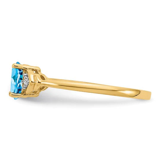 Anillo de Topacio Azul y Diamante en Oro de 14k - Image 8