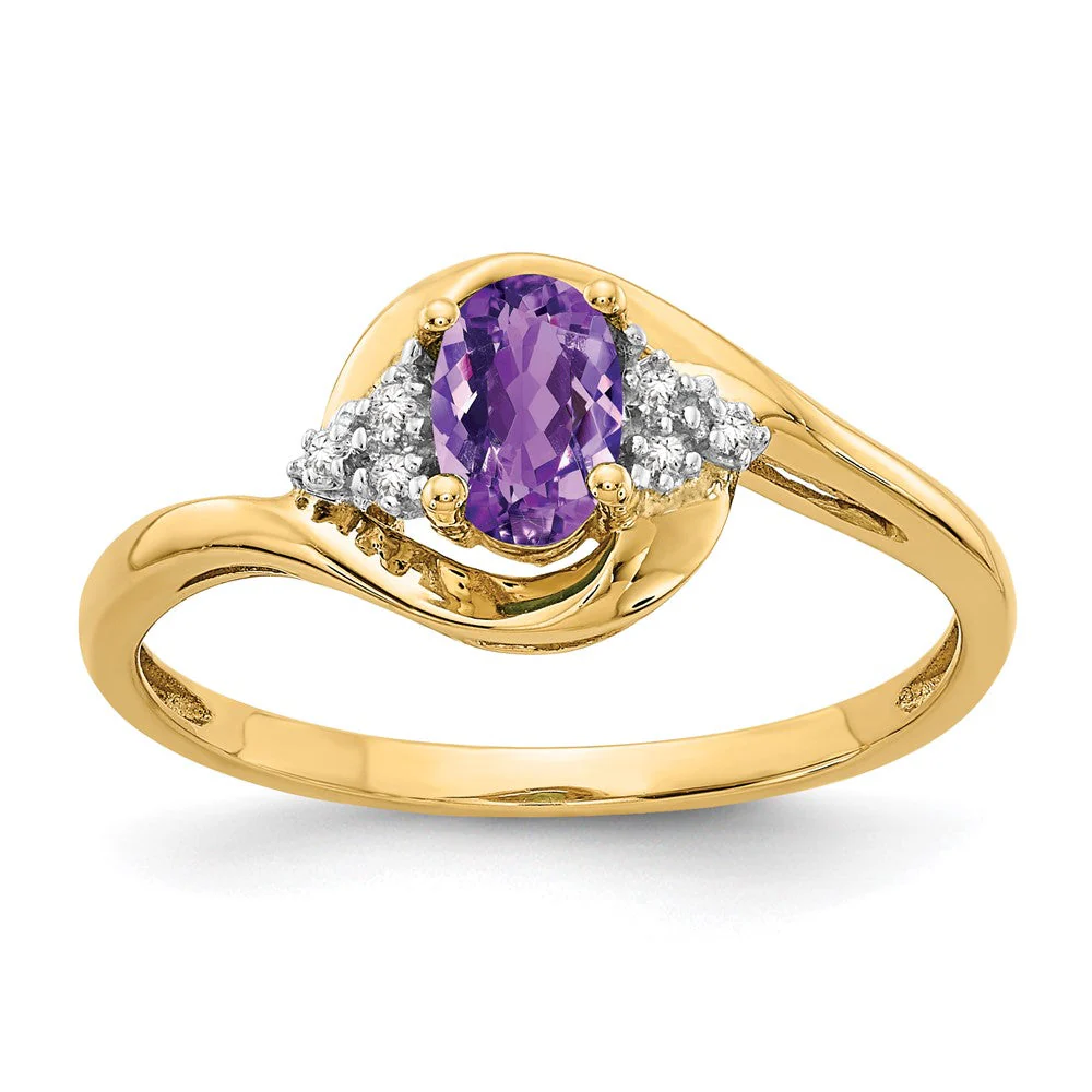 Anillo de Amatista y Diamantes en Oro de 14k - Image 7