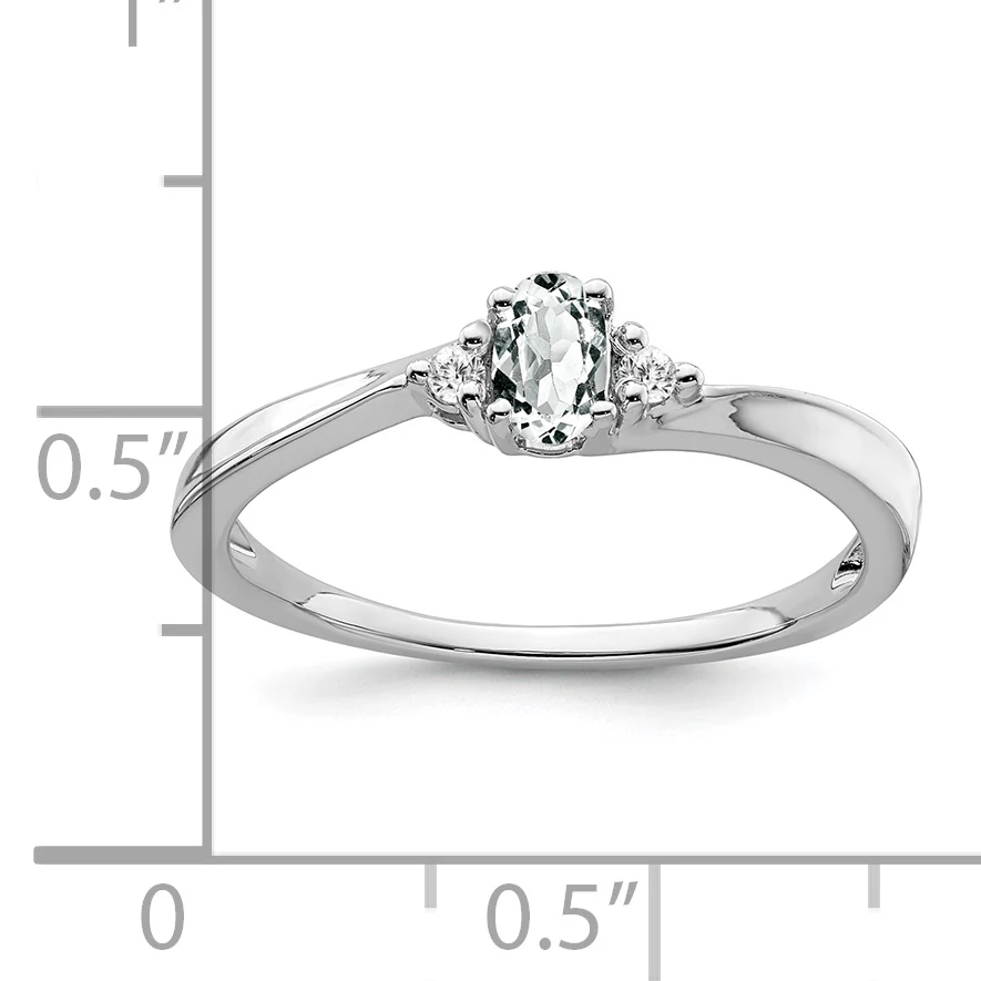 Anillo de Oro Blanco de 14k con Topacio Blanco y Diamantes - Image 2