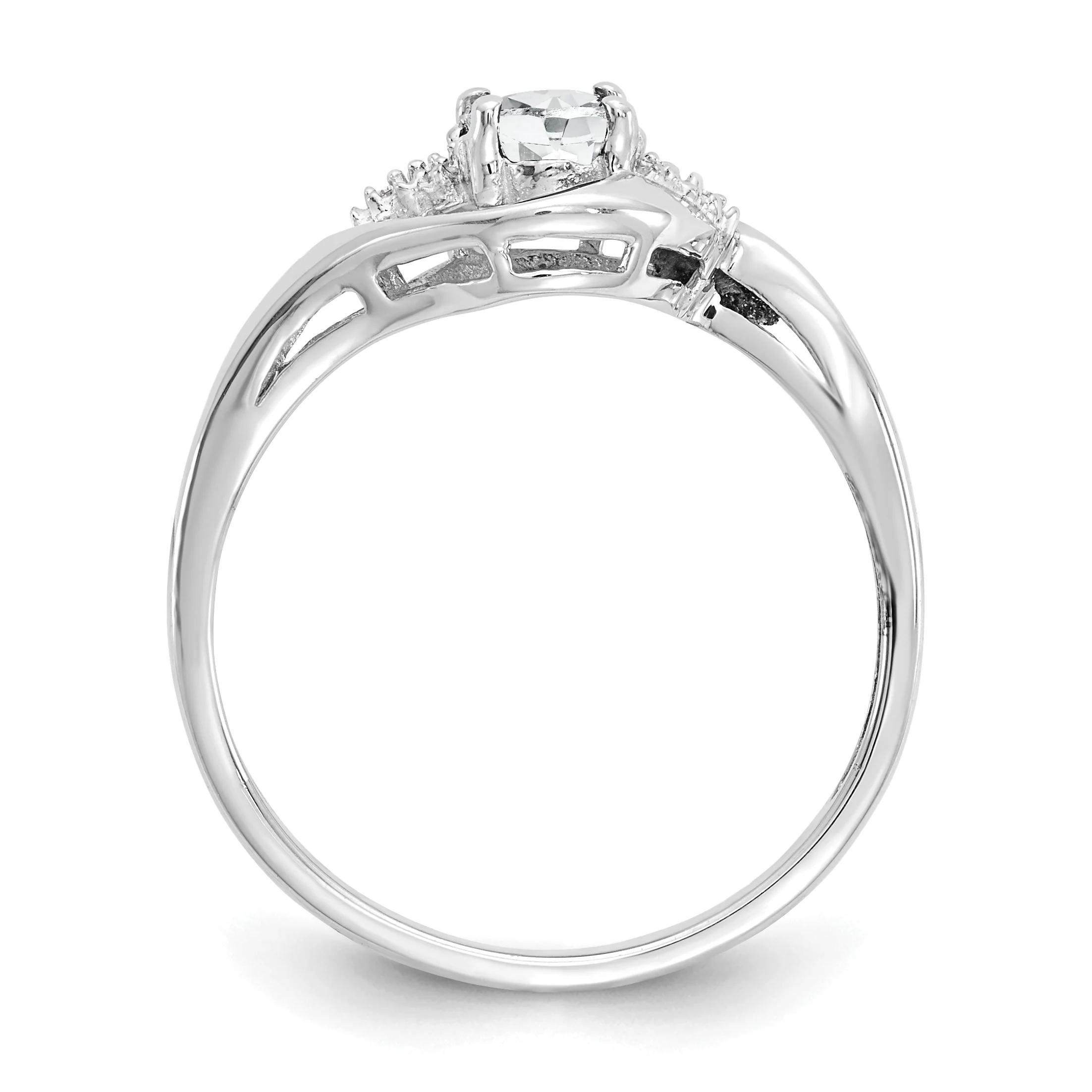 Anillo de Oro de 14k con Topacio Blanco y Diamantes - Image 2