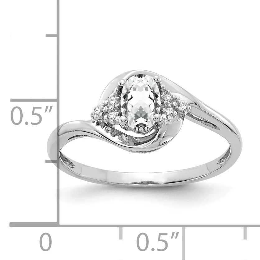 Anillo de Oro de 14k con Topacio Blanco y Diamantes - Image 3