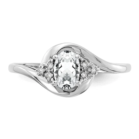 Anillo de Oro de 14k con Topacio Blanco y Diamantes - Image 4