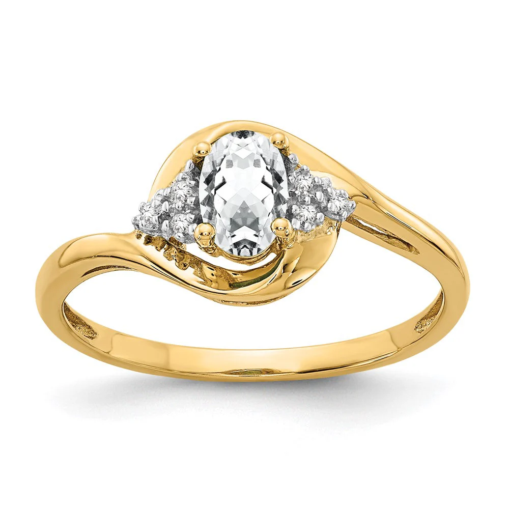 Anillo de Oro de 14k con Topacio Blanco y Diamantes - Image 7