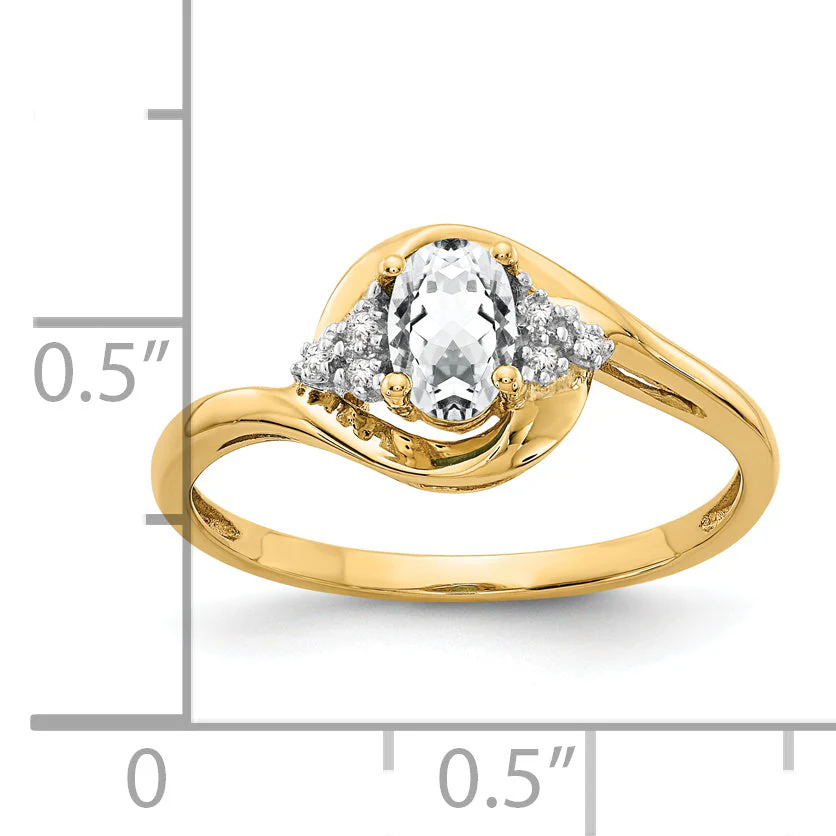 Anillo de Oro de 14k con Topacio Blanco y Diamantes - Image 9