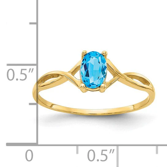 Anillo de Oro de 14k con Topacio Azul Suizo (Piedra de Nacimiento) - Image 10