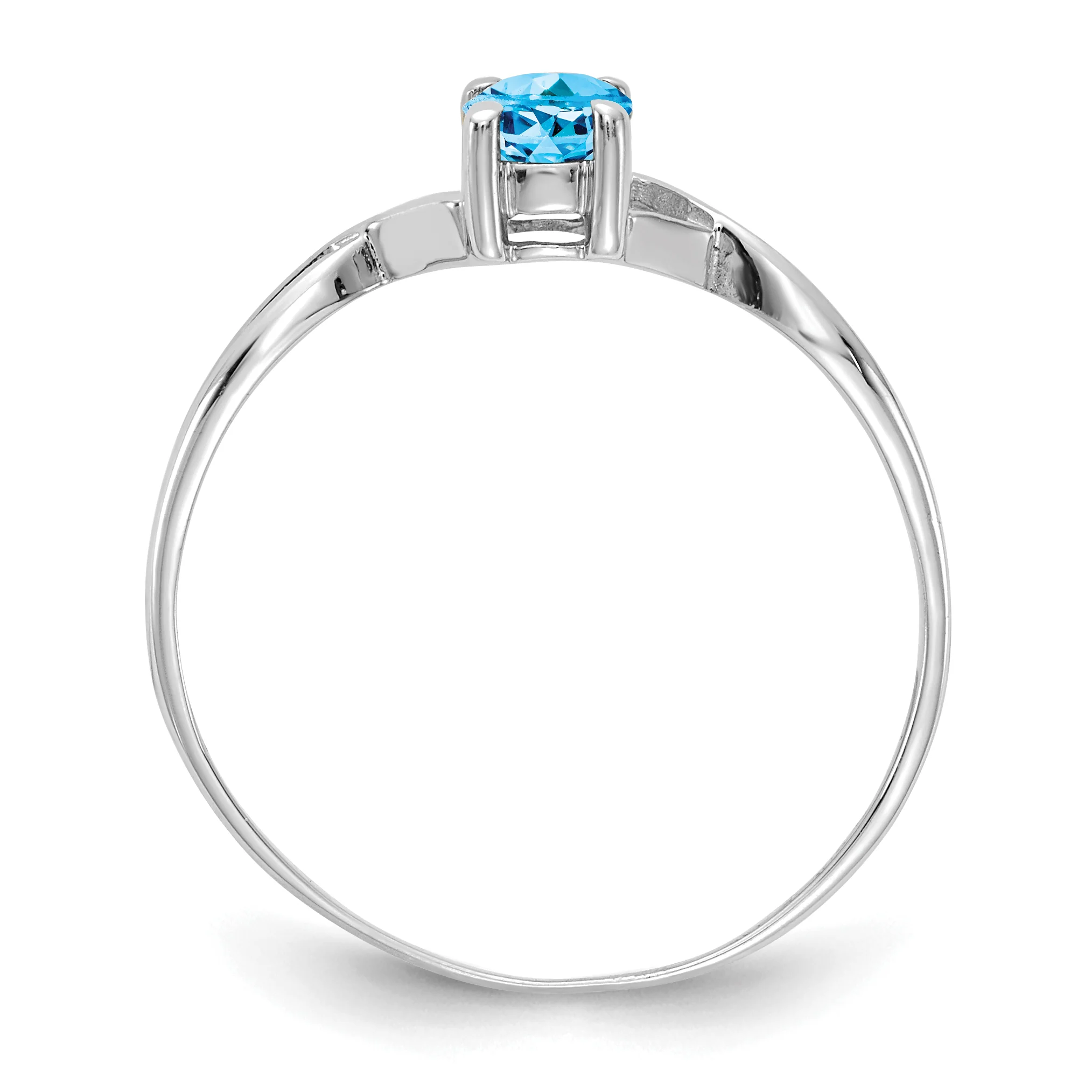 Anillo de Oro de 14k con Topacio Azul Suizo (Piedra de Nacimiento) - Image 2