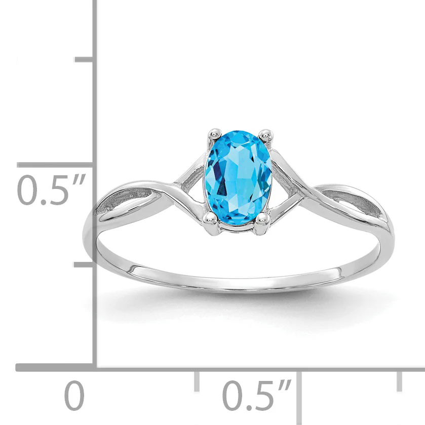 Anillo de Oro de 14k con Topacio Azul Suizo (Piedra de Nacimiento) - Image 3