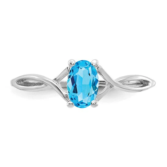 Anillo de Oro de 14k con Topacio Azul Suizo (Piedra de Nacimiento) - Image 4