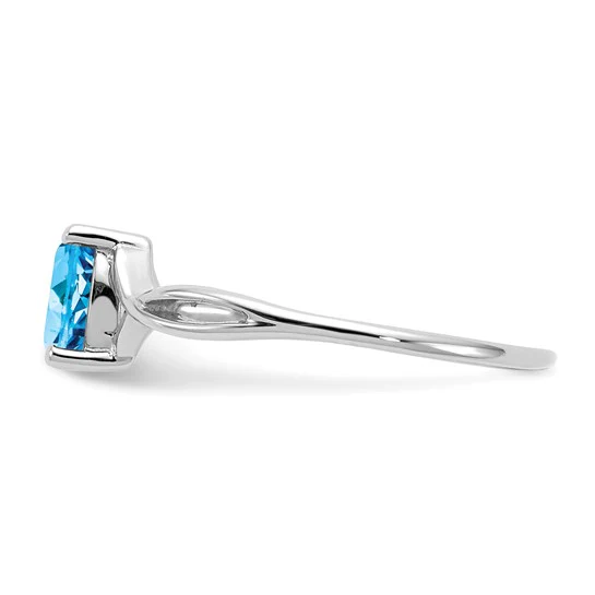 Anillo de Oro de 14k con Topacio Azul Suizo (Piedra de Nacimiento) - Image 5