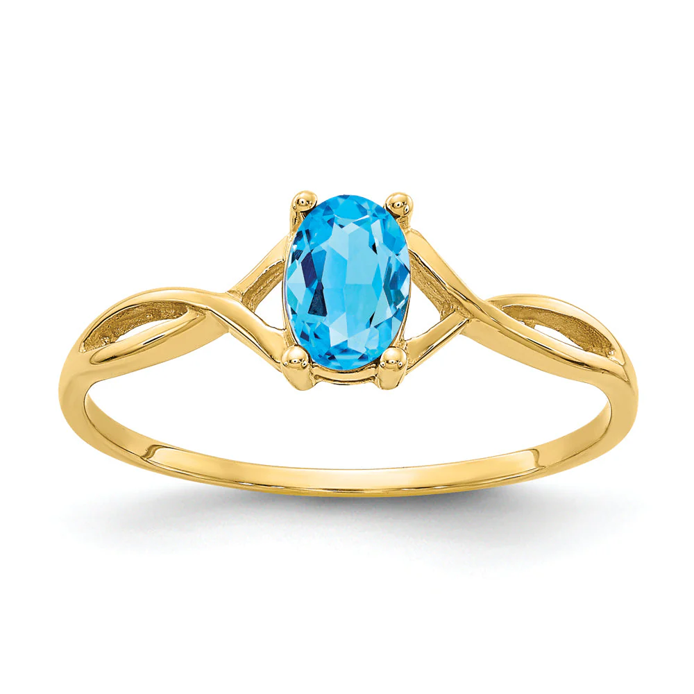 Anillo de Oro de 14k con Topacio Azul Suizo (Piedra de Nacimiento) - Image 7