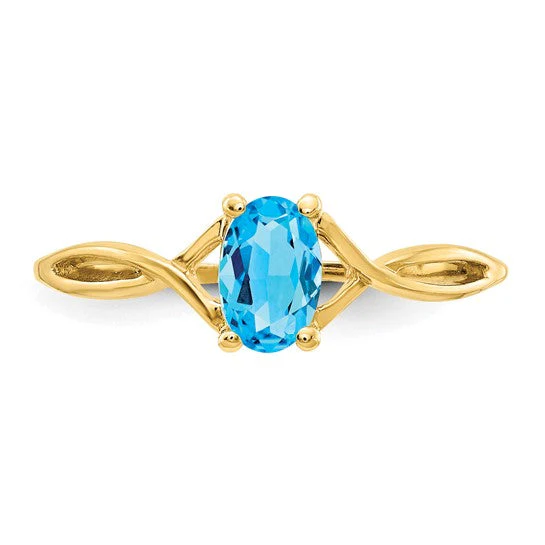 Anillo de Oro de 14k con Topacio Azul Suizo (Piedra de Nacimiento) - Image 9