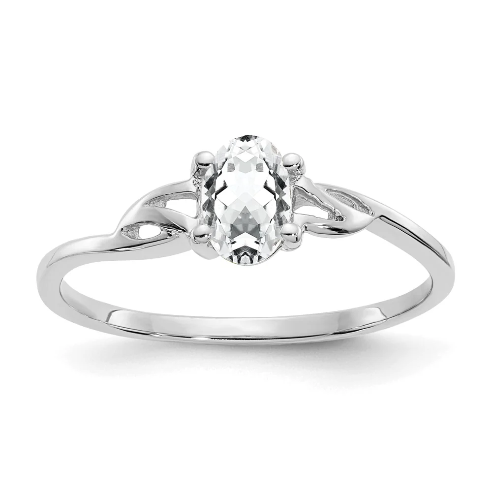 Anillo de Oro de 14k con Topacio Blanco (Piedra de Nacimiento)