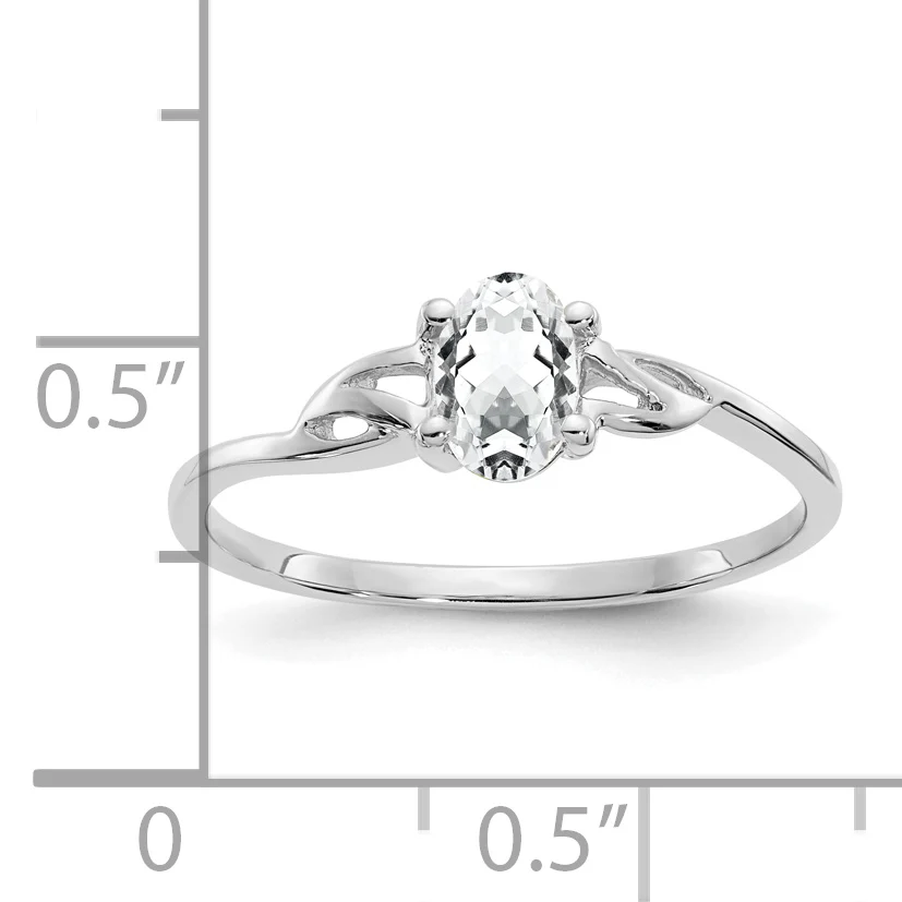Anillo de Oro de 14k con Topacio Blanco (Piedra de Nacimiento) - Image 2