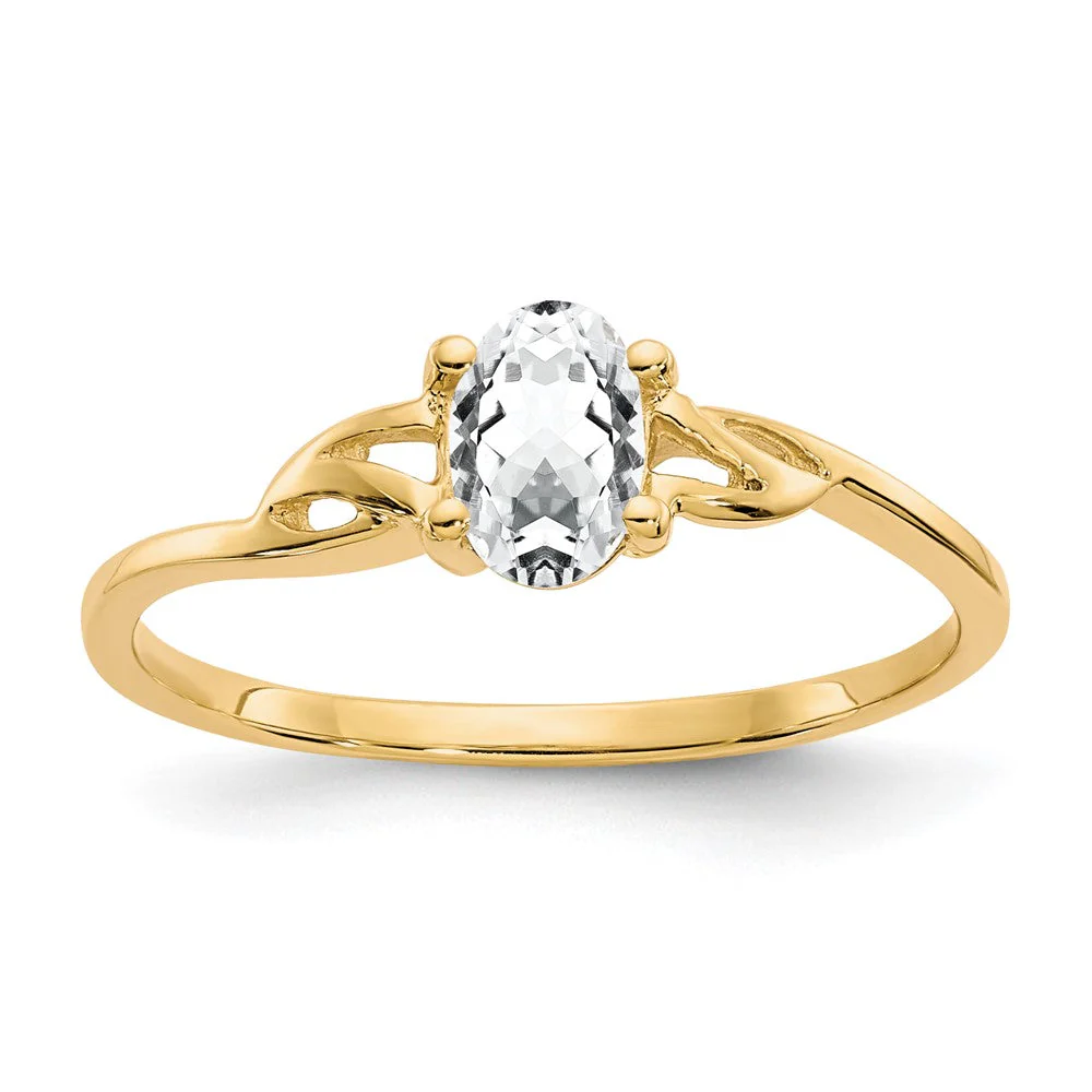 Anillo de Oro de 14k con Topacio Blanco (Piedra de Nacimiento) - Image 4