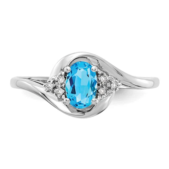 Anillo de Oro de 14k con Topacio Azul Suizo y Diamantes - Image 4