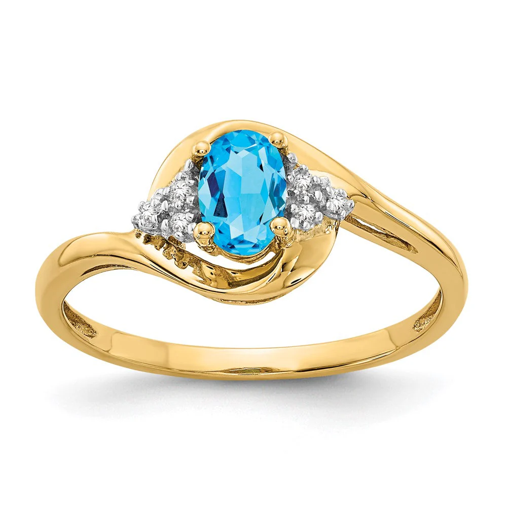 Anillo de Oro de 14k con Topacio Azul Suizo y Diamantes - Image 7
