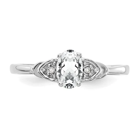 Anillo de Oro de 14k con Topacio Blanco y Diamantes - Image 5