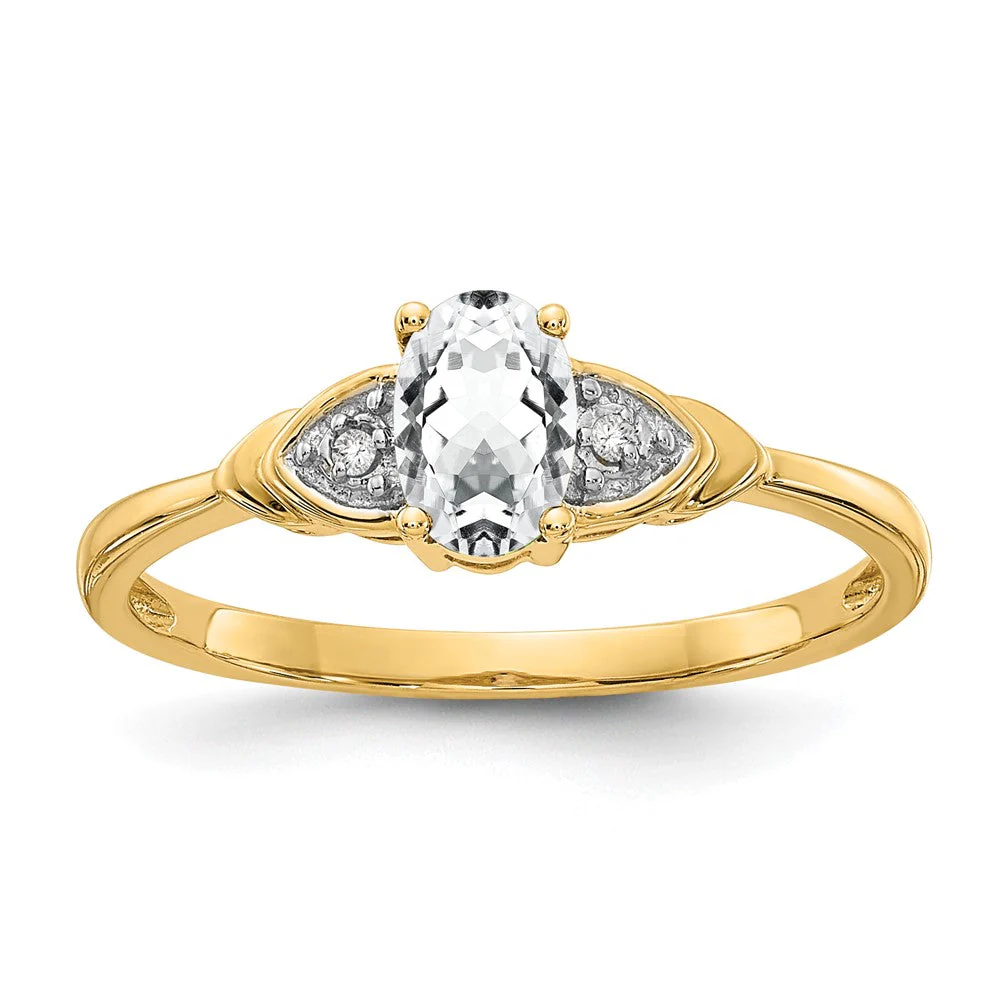 Anillo de Oro de 14k con Topacio Blanco y Diamantes - Image 7