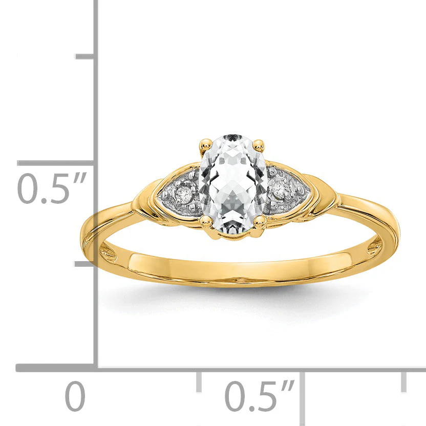 Anillo de Oro de 14k con Topacio Blanco y Diamantes - Image 9