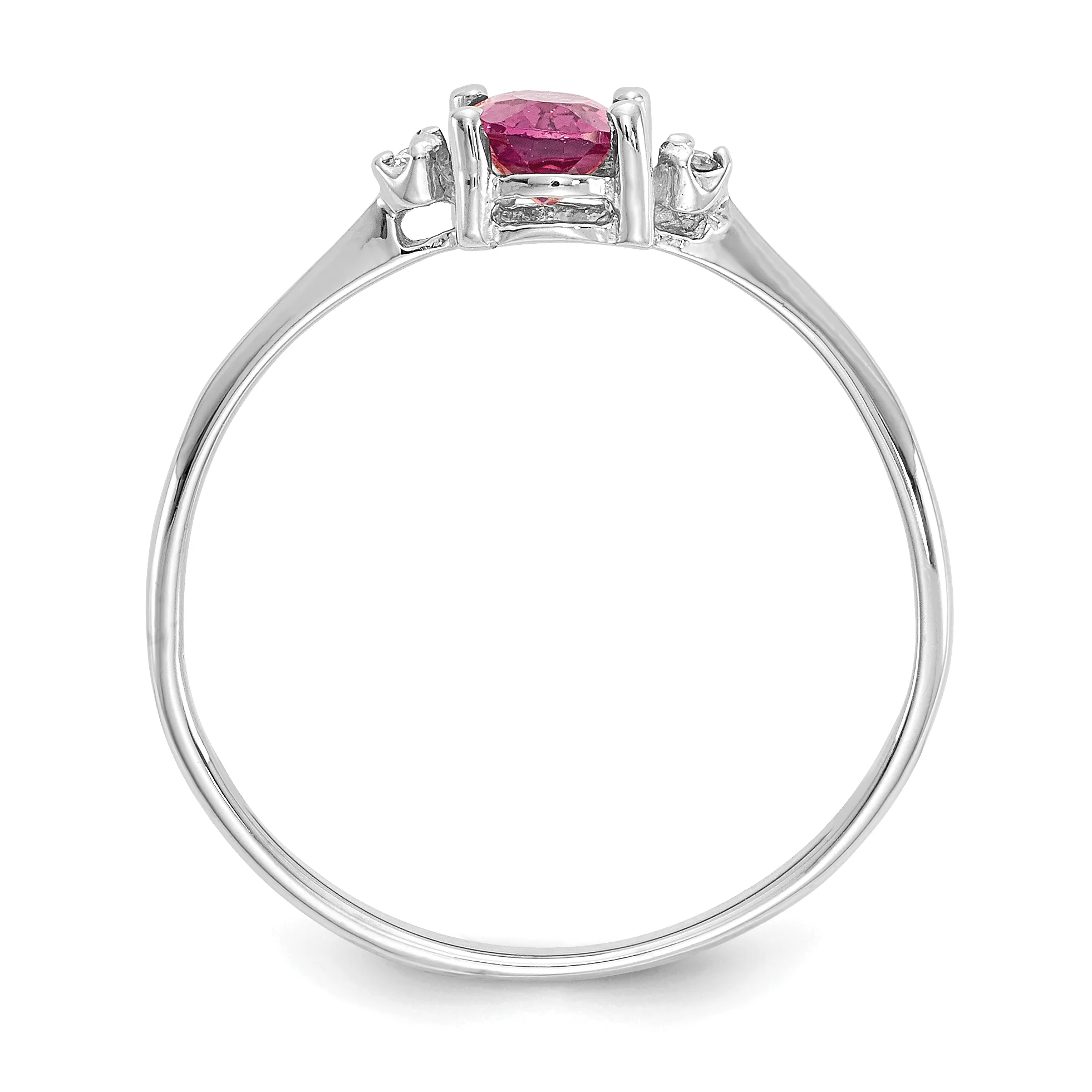 Anillo de Oro Blanco de 14k con Diamantes y Piedra de Nacimiento de Turmalina Rosa - Image 2