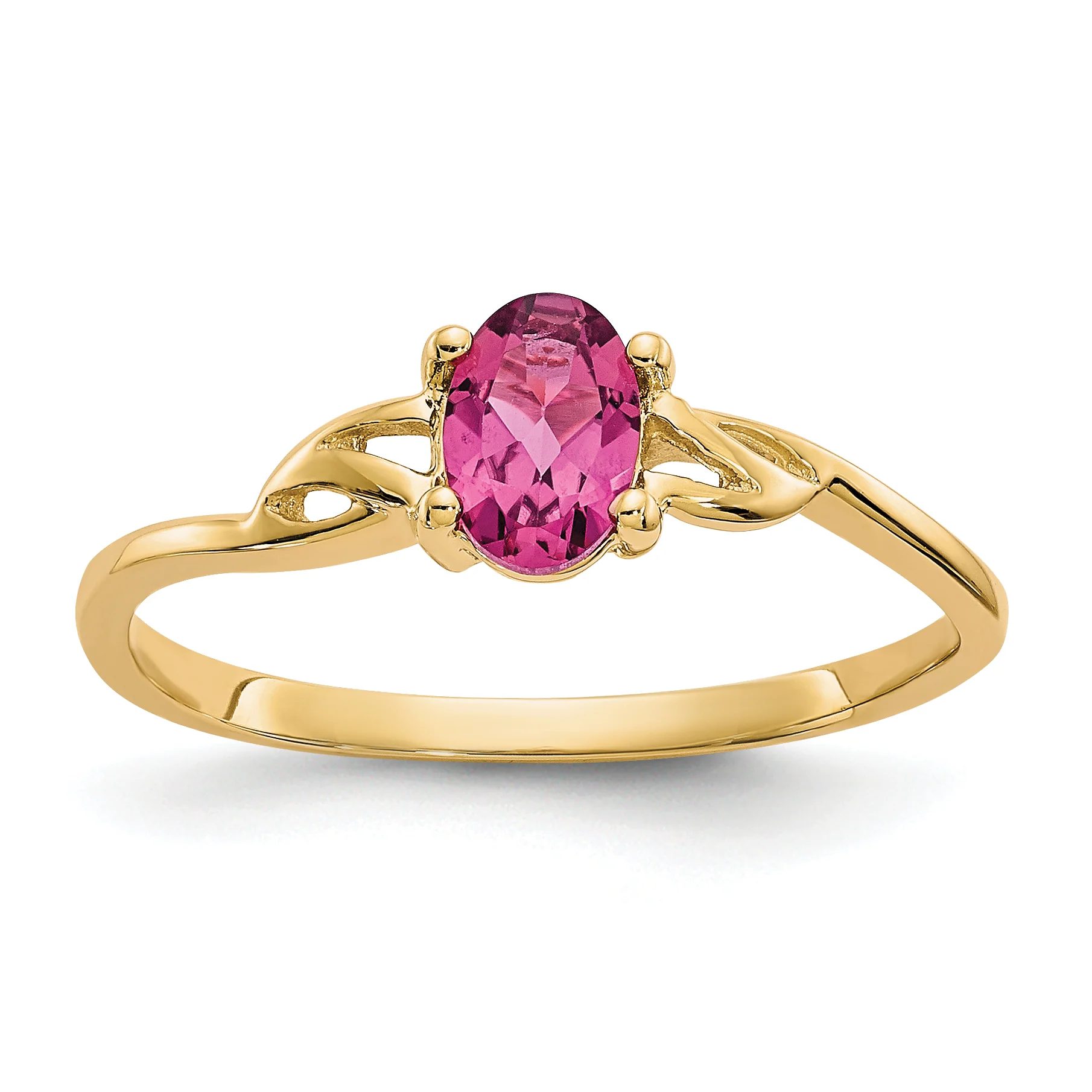 Anillo de Oro de 14k con Piedra de Nacimiento de Turmalina Rosa - Image 4