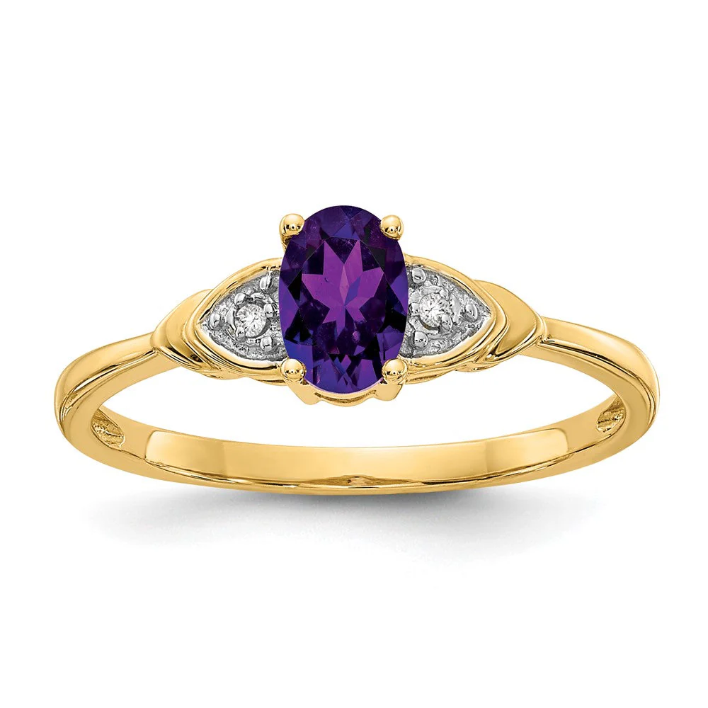 Anillo de Amatista y Diamantes en Oro de 14k - Image 7