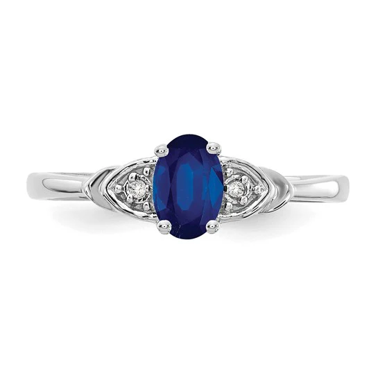 Anillo de Zafiro y Diamantes de Oro Blanco de 14k - Image 2