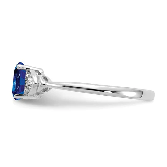 Anillo de Zafiro y Diamantes de Oro Blanco de 14k - Image 4