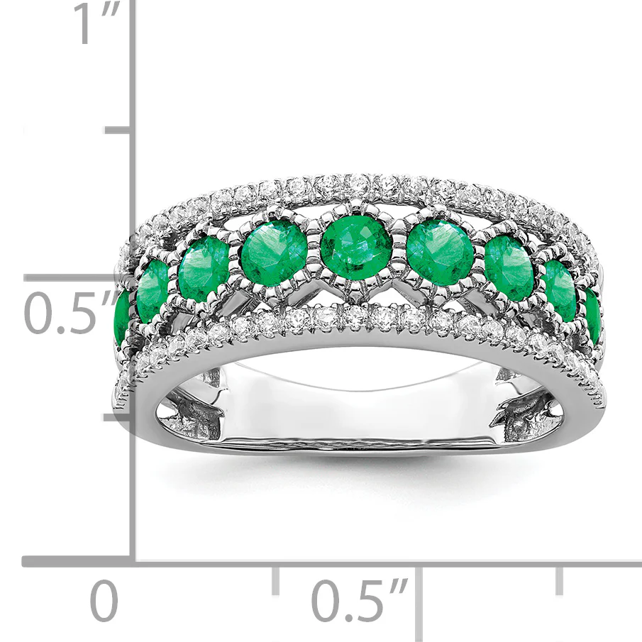 Anillo de Esmeralda y Diamante en Oro Blanco de 14K - Image 3