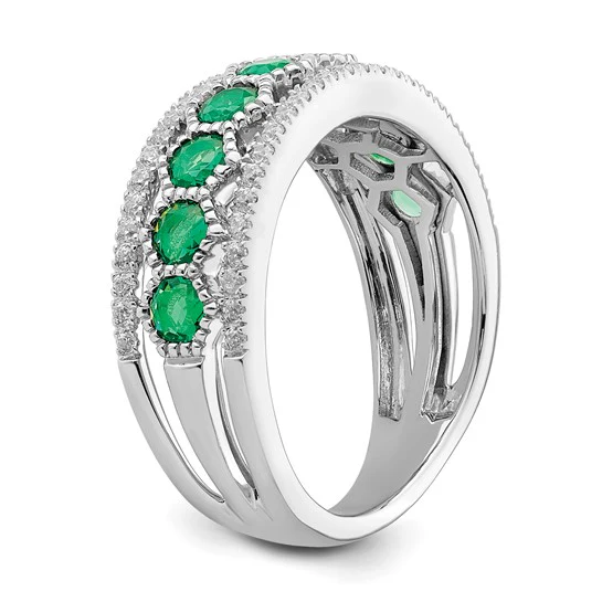 Anillo de Esmeralda y Diamante en Oro Blanco de 14K - Image 6