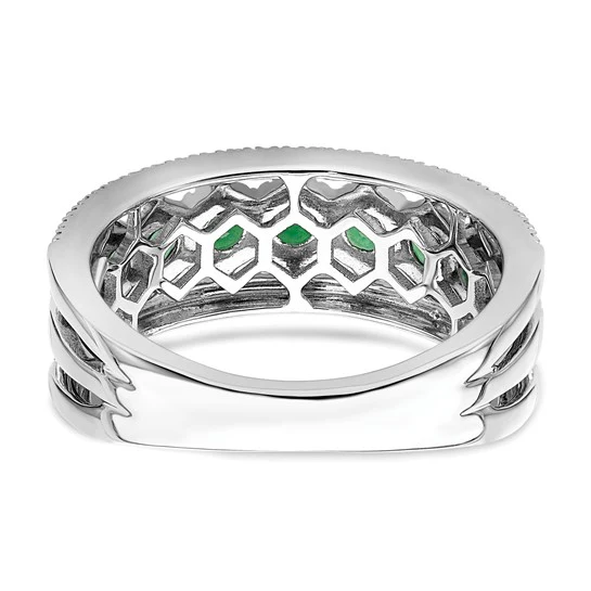 Anillo de Esmeralda y Diamante en Oro Blanco de 14K - Image 7