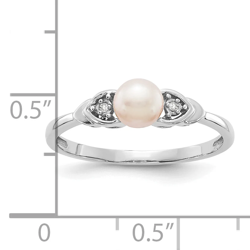 Anillo de Oro de 14k con Perla Cultivada de Agua Dulce y Diamante - Image 3