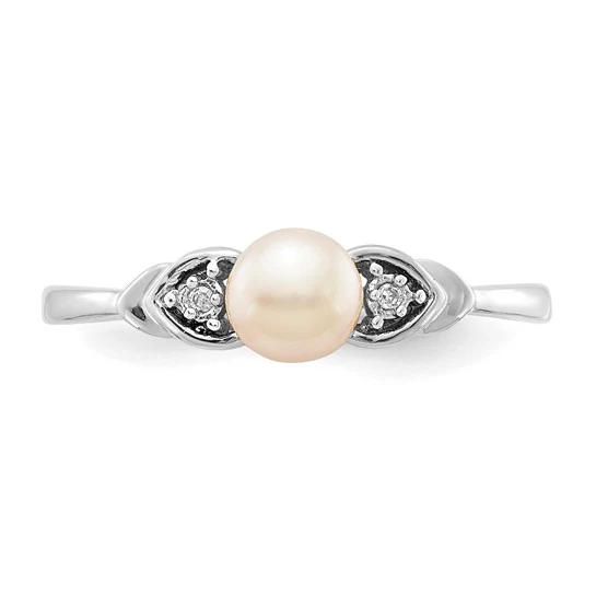 Anillo de Oro de 14k con Perla Cultivada de Agua Dulce y Diamante - Image 4