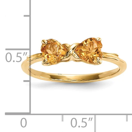 Anillo de Lazo con Citrino en Oro Pulido de 14k - Image 3