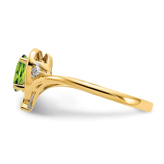 Anillo de Corazón con Peridoto y Diamantes de 14k - Image 4