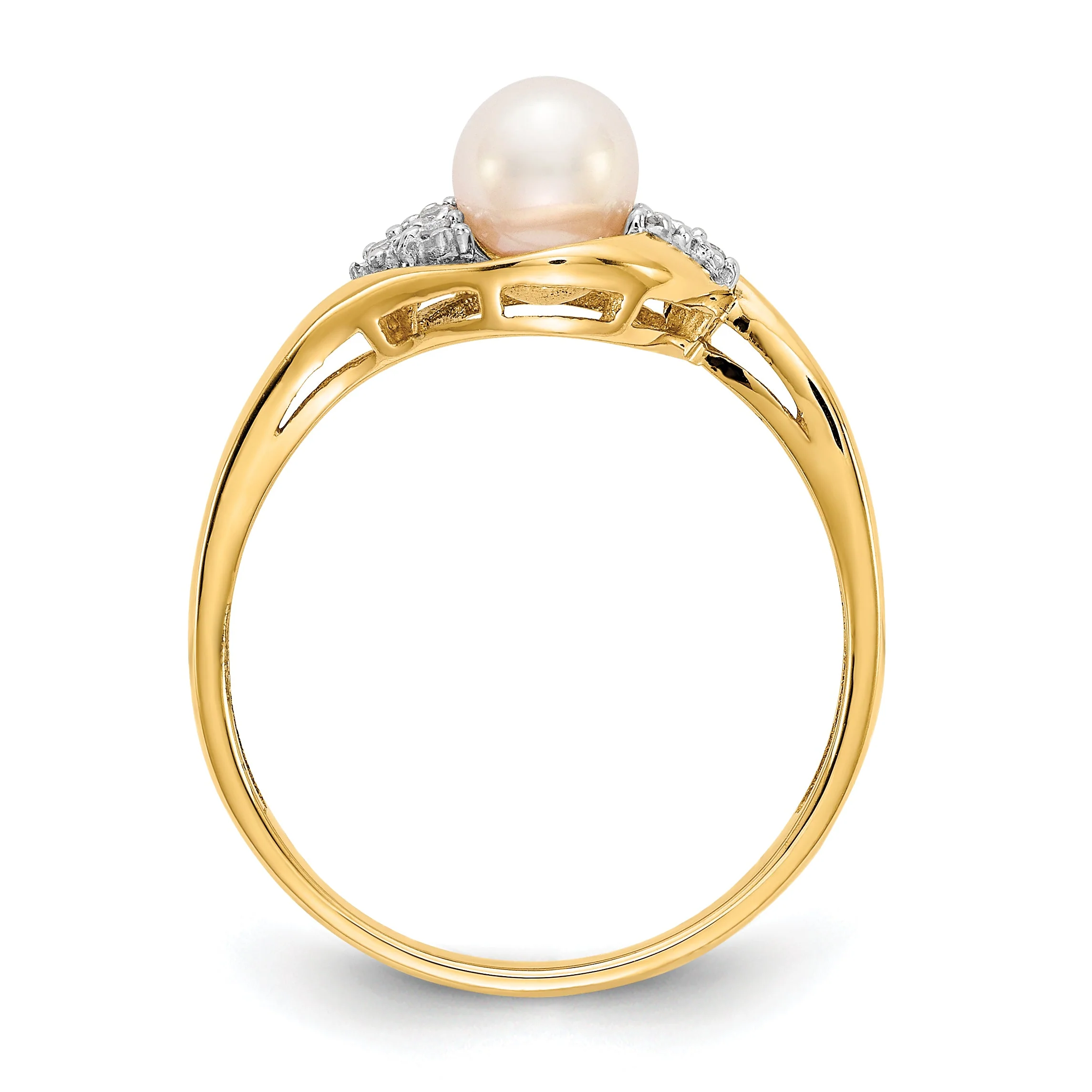 Anillo de Perla Cultivada de Agua Dulce y Diamante de 14k en Oro - Image 10