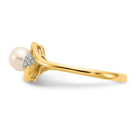 Anillo de Perla Cultivada de Agua Dulce y Diamante de 14k en Oro - Image 11
