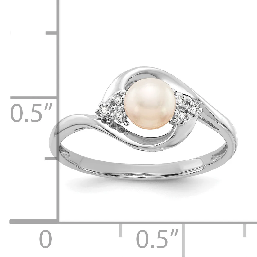 Anillo de Perla Cultivada de Agua Dulce y Diamante de 14k en Oro - Image 3